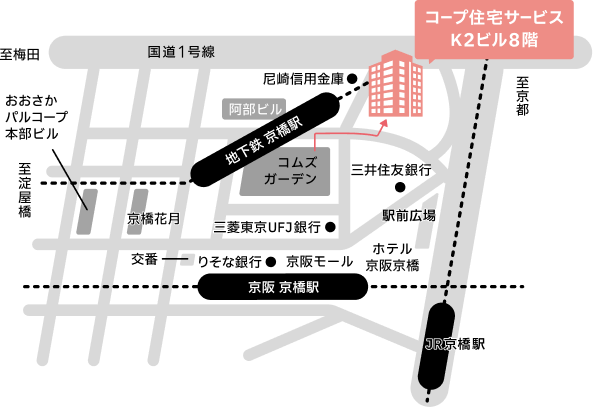 コープ住宅サービスまでの地図