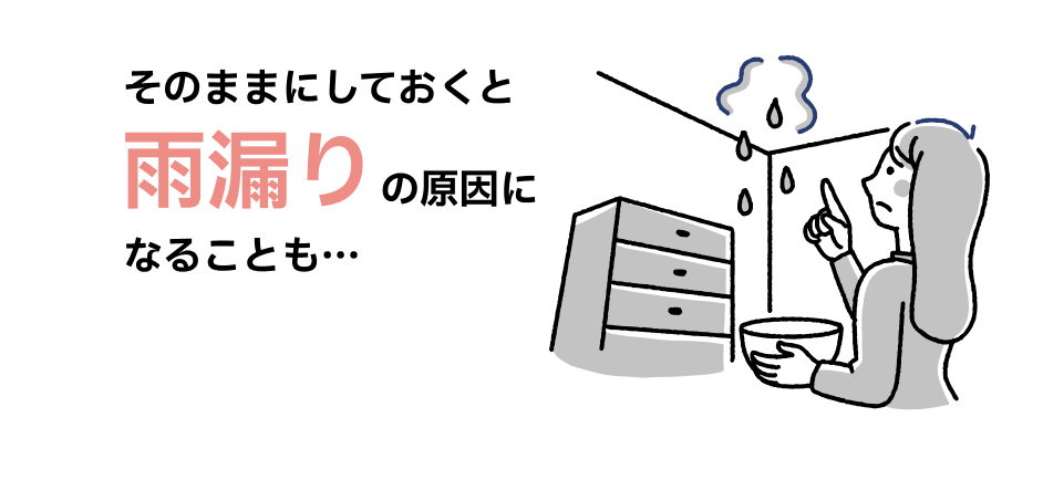 そのままにしておくと、雨漏りの原因になることも...